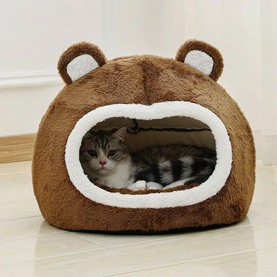 Funny Cat Bed Warm Pet House Soft Long