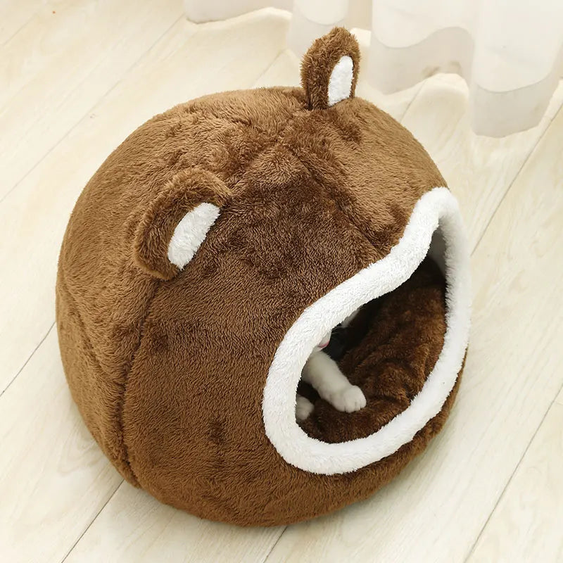 Funny Cat Bed Warm Pet House Soft Long