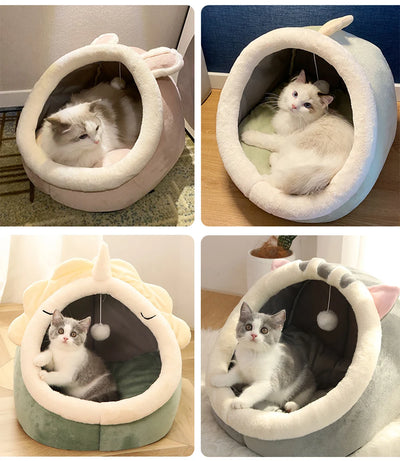 Deep Sleep Cat Bed Cartoon Pet Bed Foldable