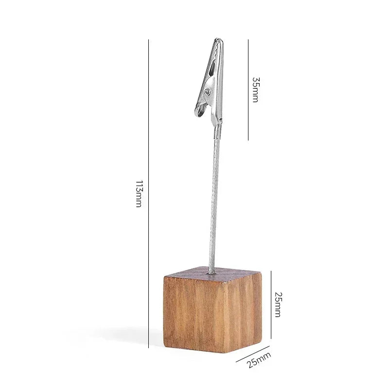 Wooden Memo Clips Business Card Holder
