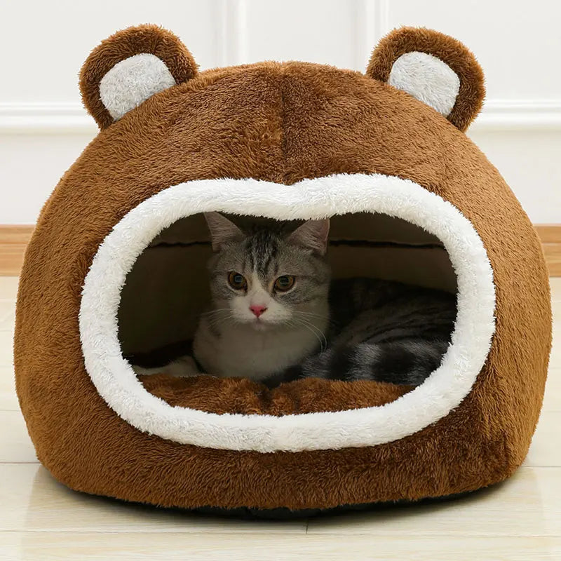 Funny Cat Bed Warm Pet House Soft Long