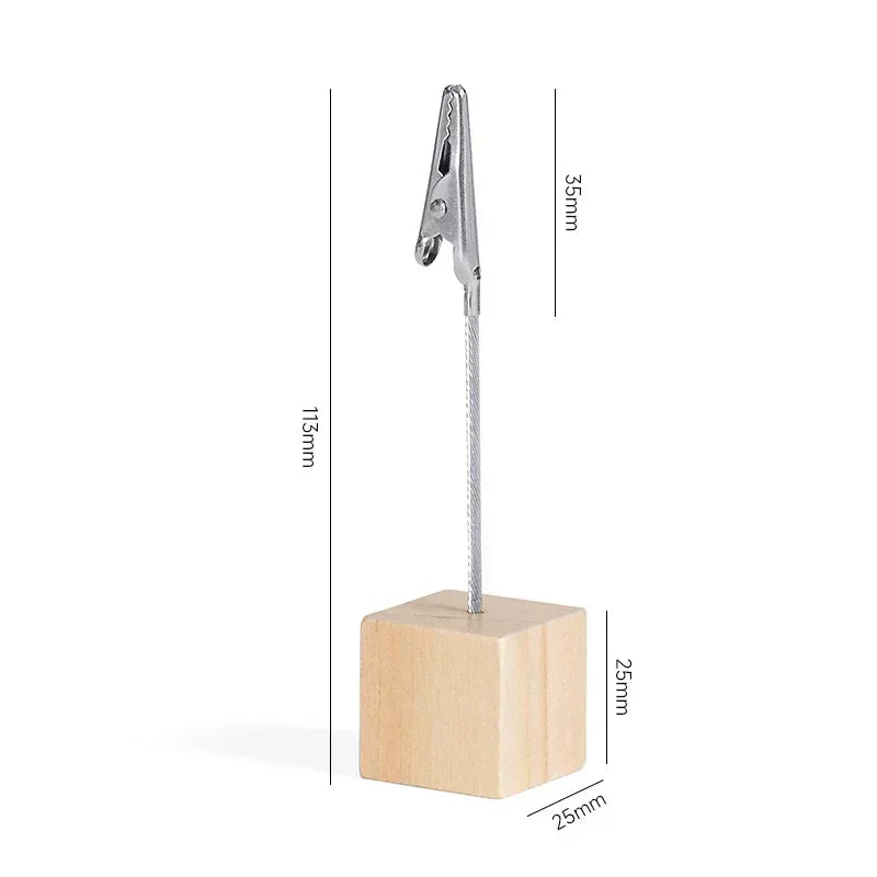 Wooden Memo Clips Business Card Holder